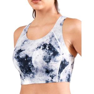 imageMomcozy Sports Bra for Women LowImpact Longline Wireless Racerback Workout Bra Comfortable Full Coverage Sports BraSmudge Ink