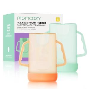 imageMomcozy Squeeze Pouch Holder for Food Pouches and Drink Boxes Baby Pouch Holder Allows Baby to SelfFeed and Avoid Messes Baby Food Pouch Holder Handle is Easy to Grip Comfortable GreenGreen Orange