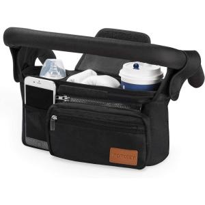 imageMomcozy Universal Stroller Organizer with Insulated Cup Holder Detachable Phone Bag ampamp Shoulder Strap Fits for Stroller like Uppababy Baby Jogger Britax BOB Umbrella and Pet StrollerBlack