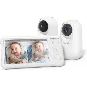 imageMomcozy Video Baby Monitor 1080P 5quot HD Baby Monitor with Camera ampamp Wall Mount Infrared Night Vision 5000mAh Battery 2Way Audio Temperature Sensor Lullabies 960ft Range Ideal for New Moms BM01BM01 with 2 cameras