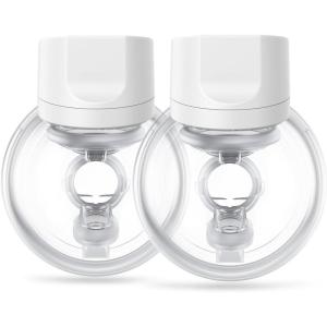 imageMomcozy Wearable Electric Breast Pump  Portable Wireless Adjustable Suction Soft DoubleFit Flanges Smart Display 24mm 2Pack Light White