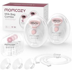 imageMomcozy Wearable Milk Collection Cups with Storage Bags 5 oz DirecttoBag Breast Milk Bag Combo Breast Pump Parts for Momcozy V1 ProV2 ProV1V2 Pump ampamp Most Electric Breast Pumps 2 PackMilk Bag Combo