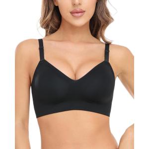 imageMomcozy Wireless Bras for Women Seamless Full Coverage Bra Classic Everyday TShirt Bra for Natural Lift and Comfort EB097Black