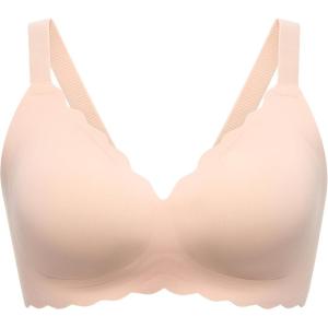 imageMomcozy Wireless Seamless Bra Classic Jelly Strip Lift Soft Comfortable TShirt Bra Beige 34BOyster Pink