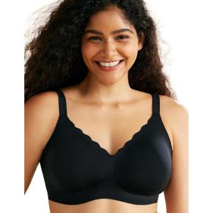 imageMomcozy Wireless Seamless Bras for Women UltraComfort Everyday TShirt Bras Breathable Maternity Bras with Scallop EdgesBlack
