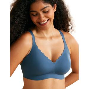 imageMomcozy Wireless Seamless Bras for Women UltraComfort Everyday TShirt Bras Breathable Maternity Bras with Scallop EdgesNordic Blue
