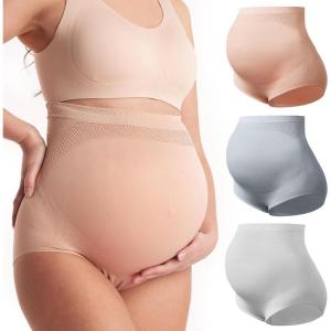 imageMomcozy Womens Maternity High Waist Underwear Pregnancy Soft Seamless Maternity Underwear Over BumpLight Grey dark Grey oyster Pink3pk