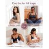 imageMomcozy Pumping Bra Hands Free  Seamless Nursing Bras for Pumping  Breast Pump Bra with Fixed Padding WirelessBlack