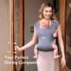 imagePortable Baby Carrier Spreadable Wide Shoulder Straps with Ergonomic Support Lightweight and Compact Baby Wrap Carrier Cozy Fabric Care for Babys Skin Promotes Healthy Development Grey