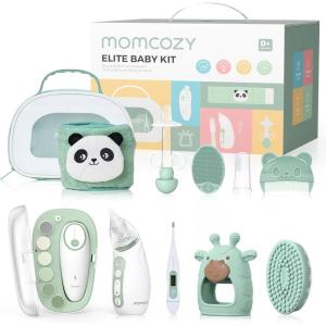 imageMomcozy Glow Baby Kit Baby Shower ampamp Registry Essential Kit for Grooming ampamp Cleansing Care Includes Electric Nail File Teether Bath Brush Cradle Cap BrushComb Finger ToothbrushNewborn MustHaveElite Baby Kit