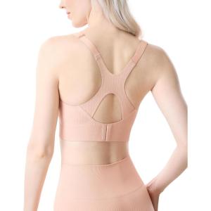 imageMomcozy Nursing Bras for Breastfeeding Ribbed Maternity Bra with Racerback Soft Stretchy Nursing Sports Bra for YogaOyster Pink