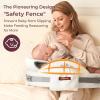 imageMomcozy Innovative Safety Fence Nursing Pillow  Firm ampamp Springy Memory Foam  Stable Ergonomic Support ampamp Comfort  Wider Breastfeeding Cushion Adjustable Removable Cover Baby Safety CertifiedWhite Cozypro With Lumbar Support