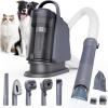 imageDog Grooming Kit FurEase Dog Grooming Vacuum with Dog Clippers for Grooming 13000Pa Powerful Dog Vacuum for Shedding Grooming with 5 Pet Grooming Tools Iron Gray 25 Liter CanisterIron Gray