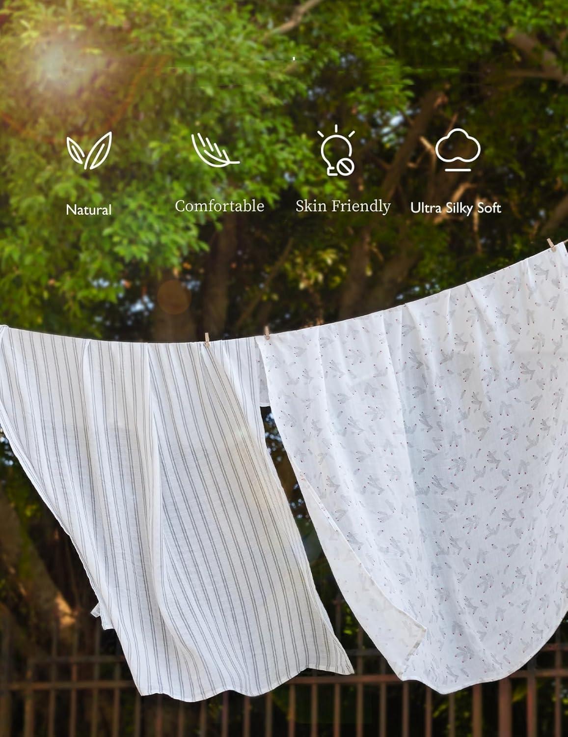 imageMomcozy Muslin Swaddle Blankets 4 Pack Ultra Soft Neutral Matching Breathable 2Layer Gauze Large 47 x 47 Baby Swaddling Receiving Blanket Wraps for Newborn Boys Girls Rabbit