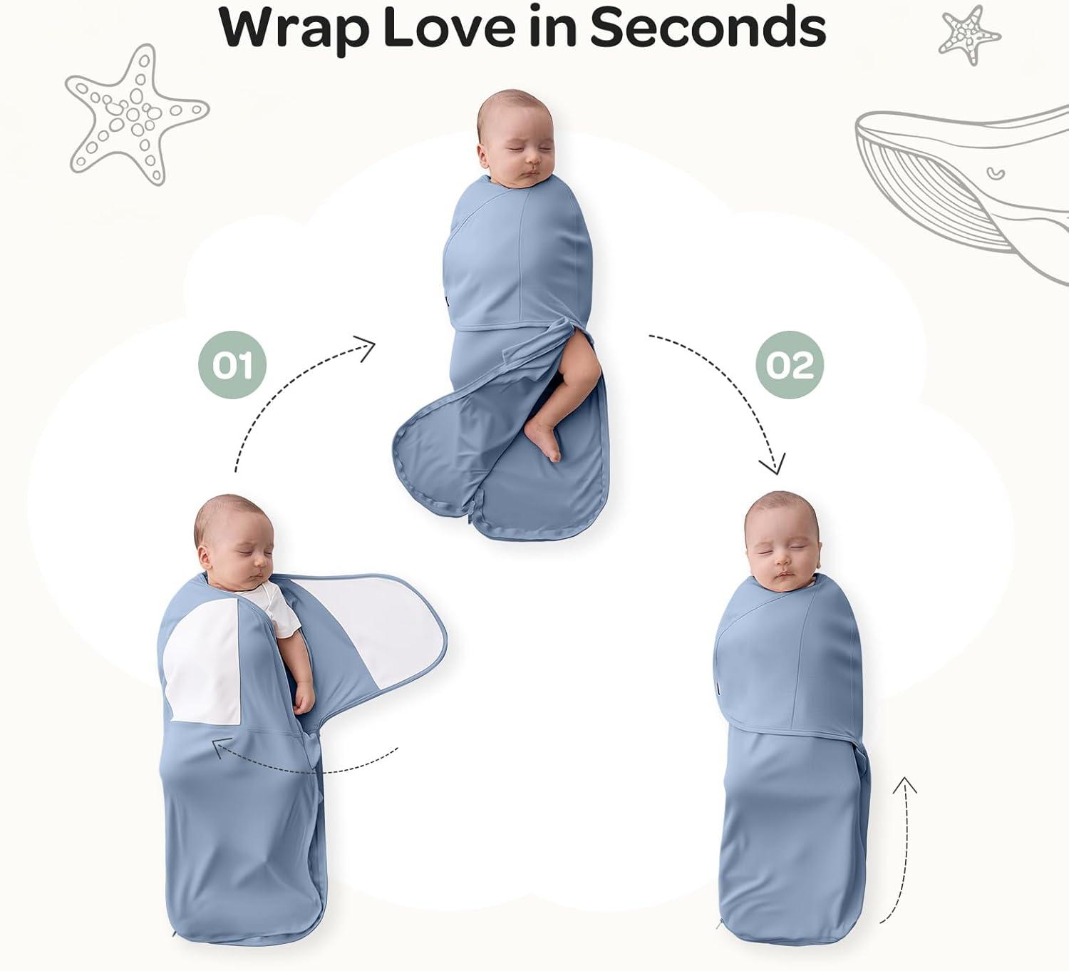 imageMomcozy Swaddles for Newborns Quiet Fastner Suitable for Infant 03 Months NewParentFriendly Swaddle Sack Reduce Startle Reflex Newborn Boys Girls Registry Essentials 2Pack SmallMediumSerenity