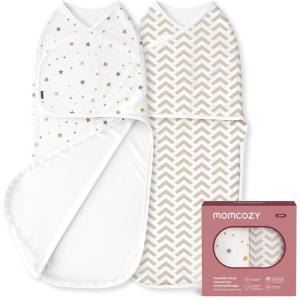 imageMomcozy Swaddles for Newborns Quiet Fastner Suitable for Infant 03 Months NewParentFriendly Swaddle Sack Reduce Startle Reflex Newborn Boys Girls Registry Essentials 2Pack SmallMediumWonder