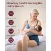 imageMomcozy CoolFit Nursing Bras for Breastfeeding Fixed Padding Ultra Stretch Seamless Jelly Strip Maternity Bra WirelessNordic Blue