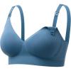 imageMomcozy CoolFit Nursing Bras for Breastfeeding Fixed Padding Ultra Stretch Seamless Jelly Strip Maternity Bra WirelessNordic Blue