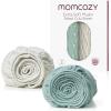 imageMomcozy Muslin Standard Fitted Crib Sheets 52quotx28quot 2 Pack Soft Breathable Natural Cotton Baby Mattress Sheet 360 Mattress Wrapping No Slip Boys Girls Neutral Toddler Bed Sheet Bravery ZebraGreen Grey