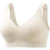 imageMomcozy Seamless US Cotton Busty Bras for WomenComfortable Wireless Full Coverage Bra with Molded Cups for Large Bust Oatmeal