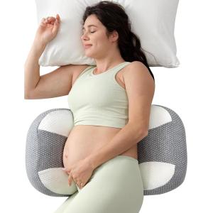 imageMomcozy Portable Pregnancy Pillow for Sleeping Plus W Shaped Maternity Pillow for Side Sleeper Support for Back Belly HIPS for Pregnant Women Adjustable Travel Wedge Pillow