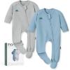 imageMomcozy Baby Pajamas with TempSensing Label 024M Footed Onesie Sleepers Soft Romper for Newborns ampamp ToddlersBluegrey