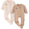 imageMomcozy Baby Pajamas with TempSensing Label 024M Footed Onesie Sleepers Soft Romper for Newborns ampamp ToddlersPinkbrown