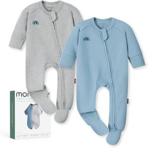 imageMomcozy Baby Pajamas with TempSensing Label 024M Footed Onesie Sleepers Soft Romper for Newborns ampamp ToddlersBluegrey