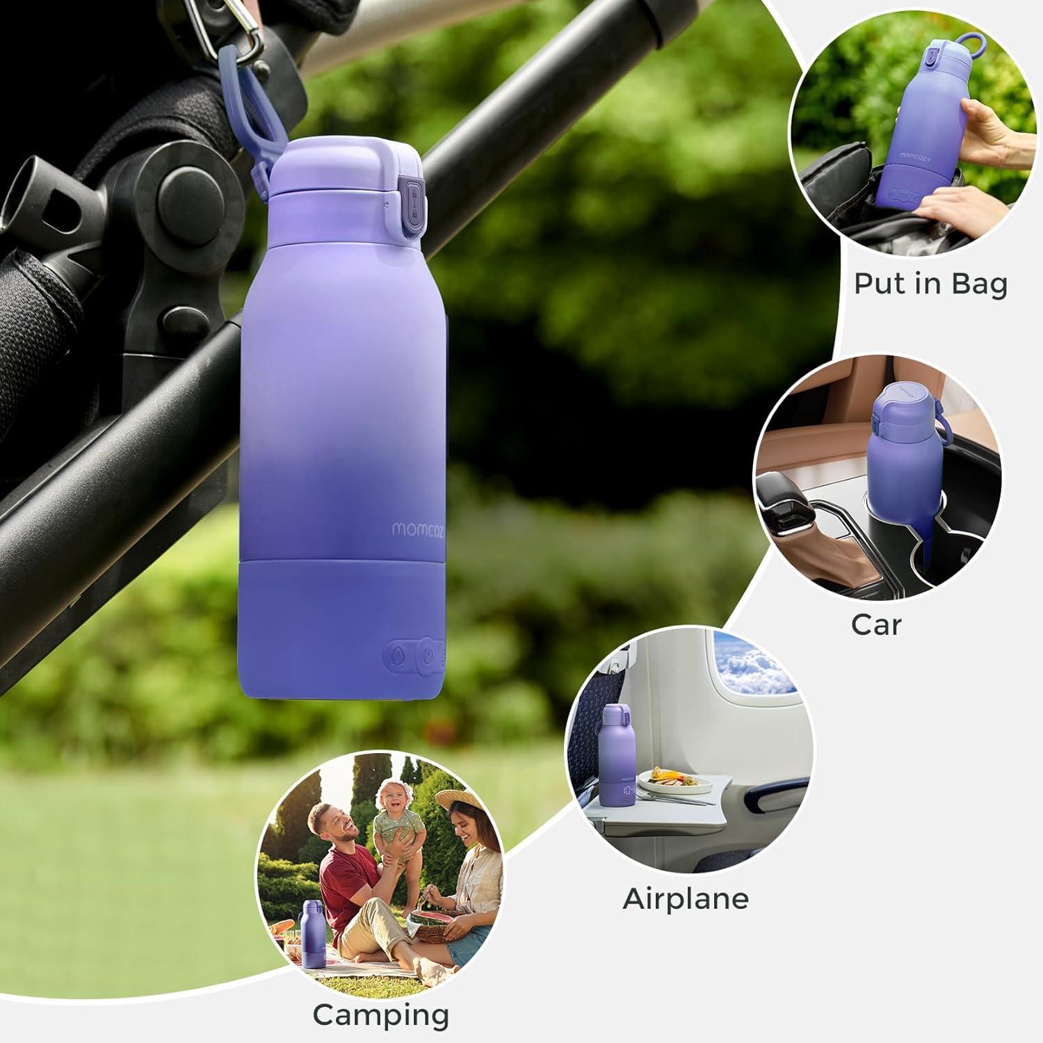 imageMomcozy Portable Milk Warmer for Travel  Dual Heating Modes for Breast Milk ampamp Water Portable Bottle Warmer with Fast Heating ampamp Long Battery Life 17 Ounces Large Capacity to Meet Your AllDay NeedsPurple