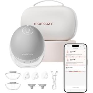 imageMomcozy Wearable Breast Pump Hands Free Upgraded Mobile Flow  M9 App Discreet Control with Personalized MultiModes ampamp 15 Levels Wearable Breast Pump 24mm 2 Pack Cozy RedGray