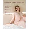 imageMomcozy Postpartum Nursing Pajamas Set for Women 2 Piece Long Sleeve V Neck Button Down Cotton Maternity Lounge PjsPink