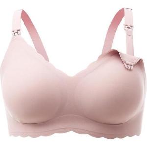 imageLupantte Nursing Bras for Breastfeeding Comfort Maternity Bras for Pregnancy Seamless Bralettes with Extra ExtenderPale Pink