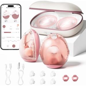 imageMomcozy Air 1 UltraSlim Breast Pump HandsFree Wearable Pump with Wireless Charging Case ampamp App Control with Auto Mode ampamp FullMilk Alert IndustryFirst Transparent Top for Easy Nipple Alignment