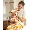 imageMomcozy Baby Bath Towels with Visualize Health Label  Ultra Soft ampamp Absorbent Coral Fleece Hooded Towels for Newborn Infant Toddler 036 Months Bath Essentials Large Size2 PackGiraffe and Rabbit