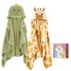 imageMomcozy Baby Bath Towels with Visualize Health Label  Ultra Soft ampamp Absorbent Coral Fleece Hooded Towels for Newborn Infant Toddler 036 Months Bath Essentials Large Size2 PackGiraffe and Crocodile