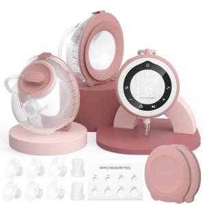 imageMomcozy Breast Pump V1 Pro HospitalGrade HandsFree ampamp Portable Wearable Pump Upgraded Electric Pump with 3 FineTuned Rhythms15 Levels Come with LeakProof DoubleFit Flange Cozy RedCozy Red
