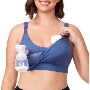 imageMomcozy Pumping Bra Hands Free AllinOne Nursing Bras for Breastfeeding ampamp Pumping Fixed Padding for Enhanced ShapeTwilight Blue