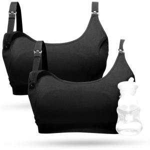imageMomcozy Pumping Bra Pumping Bra Hands Free All Day Wear Pumping ampamp Nursing Bra in One Holding Breast Pump for Spectra MedelaBlack2pk