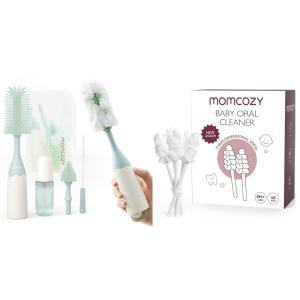 imageMomcozy Bottle Brush Kit Innovative PushPress Design for Better Cleaning amp Momcozy Baby Tongue Cleaner Gauze