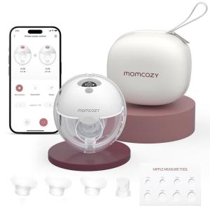 imageMomcozy M5 Smart APP Controlled Wearable Breast Pump HandsFree Wireless Electric Pump 3 Modes 9 Suction Levels BPAFree Portable Lightweight 24mm Flange 2Pack Cozy RedQuill Gray