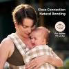imageMomcozy Baby Carrier Ergonomic Cozy and Lightweight Carrier Effortless to Put On Ideal for HandsFree Parenting Enhanced Lumbar Support GeometryCotton LinenBrown Checkerboard