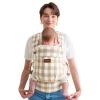 imageMomcozy Baby Carrier Ergonomic Cozy and Lightweight Carrier Effortless to Put On Ideal for HandsFree Parenting Enhanced Lumbar Support GeometryCotton LinenBrown Checkerboard