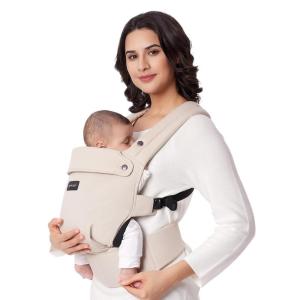 imageMomcozy Baby Carrier Ergonomic Cozy and Lightweight Carrier Effortless to Put On Ideal for HandsFree Parenting Enhanced Lumbar Support GeometryCottonKhaki