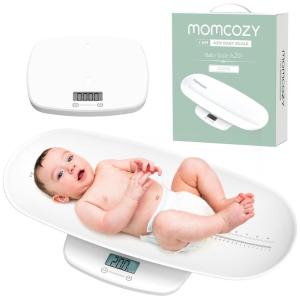 imageMomcozy Baby Scale MultiFunction Scale for Body Weight and Height Measurement Weighted Feeds with Curved Removable Tray for Newborns Adult Scale amp Pet Scale 5 Units AutoOffDigital LED ScreenRegular