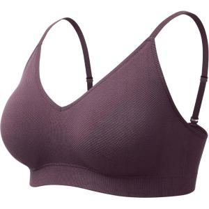 imageMomcozy Nursing Bras for Breastfeeding and Sleep Seamless Soft amp Stretchy Maternity Bra V Neck Wireless Pregnancy BraletteHuckleberry