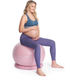 imageMomcozy BirthEase Maternity Ball Set Birthing Ball with App FullJourney Courses BPAFree PVC amp Anti Burst Exercise Yoga Ball for Maternity Labor Physio RecoveryDusty Rose
