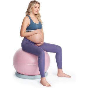 imageMomcozy BirthEase Maternity Ball Set Birthing Ball with App FullJourney Courses BPAFree PVC amp Anti Burst Exercise Yoga Ball for Maternity Labor Physio RecoveryPetal Sky