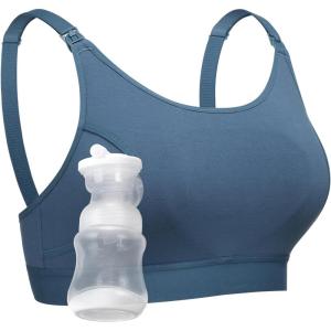 imageMomcozy Hands Free Pumping Bra Adjustable BreastPumps Holding and Nursing Bra Pumping amp Nursing Bra in OneBlue
