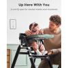 imageMomcozy High Chair 5in1 Convertible Wooden High Chair with FoodGrade Tray Baby Set with Removable Harness and Toddler Tower Highchair for 6 Months to 308 lb Adjustable amp Ergonomic WalnutMidnight Black