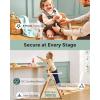 imageMomcozy High Chair 5in1 Convertible Wooden High Chair with FoodGrade Tray Baby Set with Removable Harness and Toddler Tower Highchair for 6 Months to 308 lb Adjustable amp Ergonomic WalnutNatural Wood